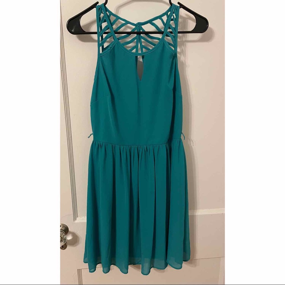 *2 FOR $15* Sequin Hearts teal strappy back dress 7